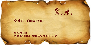 Kohl Ambrus névjegykártya